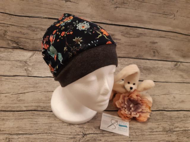 Bündchenbeanie schwarz Muster